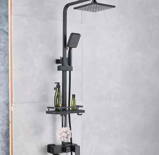 SHOWER TIANG COLUMN PANAS DINGIN STAINLES MINIMALIS HITAM