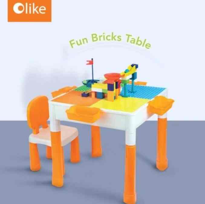 Fun Bricks Table, Meja Bermain Belajar Makan Anak