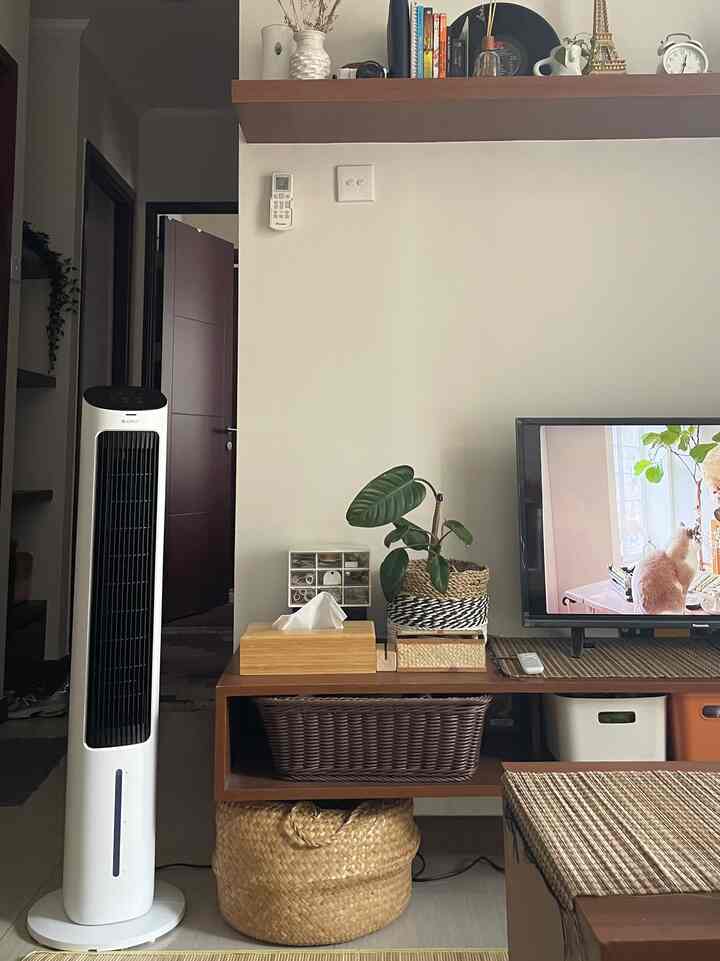 リビングルームのテレビルームの配置には、籐、竹のティッシュボックス、スティックテーブルクロス、鉢カバー用のプルンとプルンバスケットなど、装飾タッチに追加できるさまざまな天然素材が使用されています。


#家の装飾 #livingroom #natural #aesthetic
