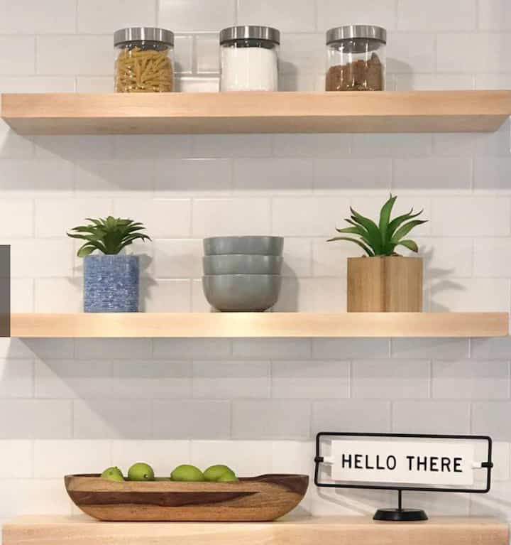 AMBALAN FLOATING NATURAL Rak Dinding Kayu