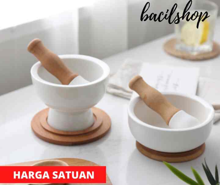 Ulekan Cobek Alu Estetic Nordic Style Bahan Keramik Ceramic Pestle and Mortar