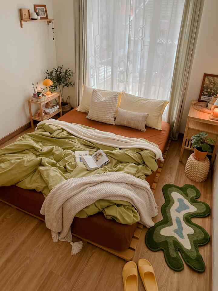 Another refreshment in my #bedroom 😍

Tinggal tambahin carpet/rug gemes, langsung kerasa ya vibenya beda. Aku suka banget style cozy gini supaya nyamaaaan di kamar. Ngga lupa selalu taruh wewangian supaya harum sepanjang hari dan bikin betah 😚✨

#bedroomstyling #inspirasikamar #koreanbedroom #homedecor #homedecoration #smallhouse #rumahdeveloper #rumahbandung 