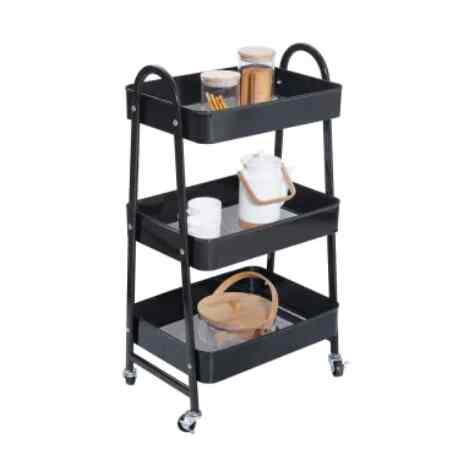 Walter Ii Rak Troli Dapur 3 Tingkat Gloss - Hitam