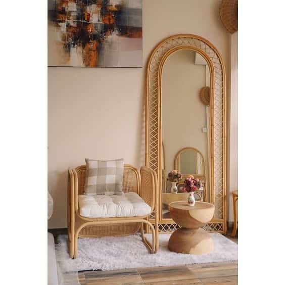 Cermin Dinding Rotan 180 x 80 cm