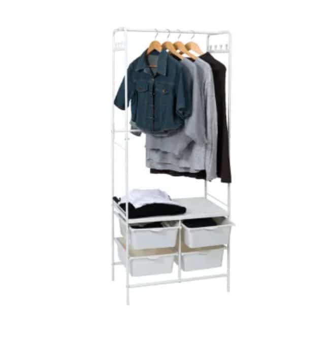 Gantungan Pakaian Dengan 4 Tray Plastik