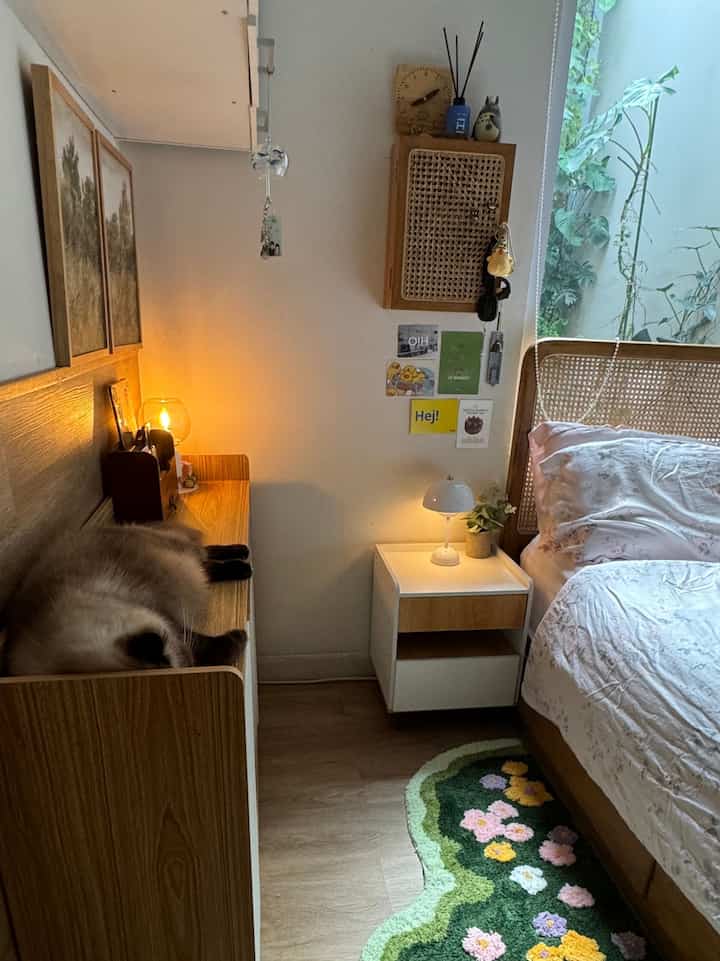 Kamar 3x3 dengan jendela yang besar menghadap taman. Aku dekorasi dengan furniture serbaguna dan berwarna white wood agar senada dan terkesan lapang.



#BedroomStyling
#DekorasiKamarTidur
#MakeOverKamarTidur #dipanrotan #rotanholic #kamarminimalis #kamartidur