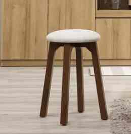 SANDA Round Stool Walnut Krem