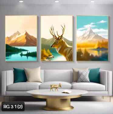 Hiasan Dinding Ruang Tamu Minimalis - RUSA HIJAU