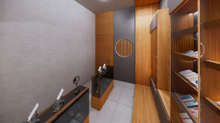 Ruangan yang memiliki luas 2 x 3 adalah Design untuk sebuah counter handphone, secara fungsi kami mendesign secara fungsi yang maksimum dengan kelengkapan storage yang di design sesuai kebutuhan. #interiordesign #designtoko #interiorstudio #interiormodern 