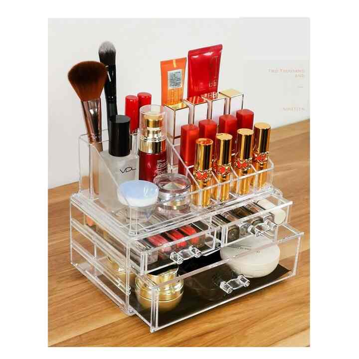 Kotak Make Up Acrylic 3 Laci Multifungsi