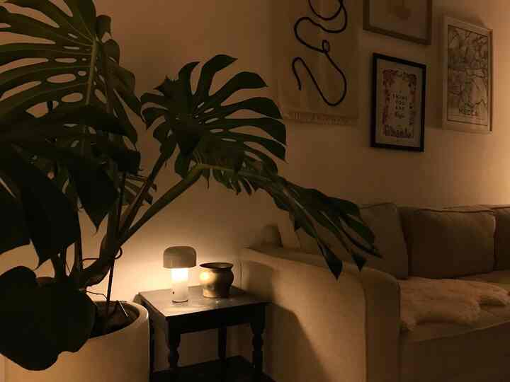 Akhir-akhir ini, kalau malam hari, aku suka mojok di ruang tamu. Suasananya tenang dan nyaman, cukup jauh dari suara TV di ruang permainan tempat saya biasa menghabiskan waktu di sana. Jika suami saya sedang menonton acara yang tidak menarik bagi saya, biasanya dia menjelajahi internet di ruang tamu ini.

 #RuanganFavorit #BendaFavorit #SpillBarangFavorit #midcenturymodern #ruangtamu #indoorplants #monstera #nightvibes