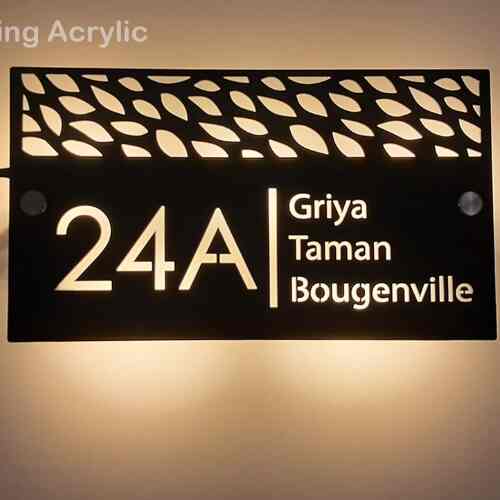Nomor rumah Akrilik Lampu LED