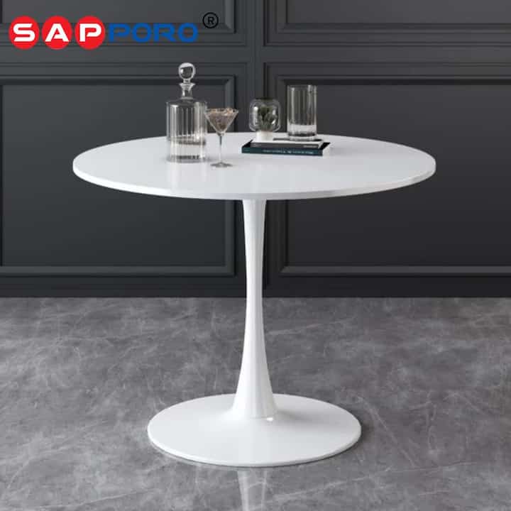 Meja Makan Bulat | Dining Round Table - White 80