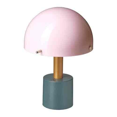 NÖDMAST Lampu portabel led, tenaga baterai, merah muda terang/abu-abu-hijau tua, 26 cm