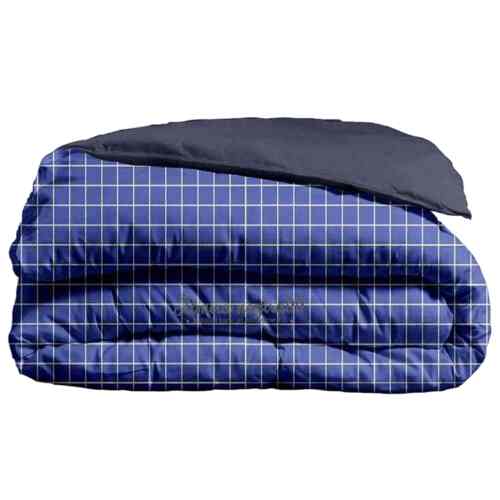 Bedcover Two Tone Kombinasi, Kotak Navy