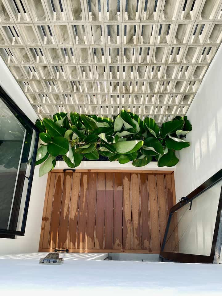 Meski di lahan terbatas, kami bersyukur rumah ini masih ada space untuk dijadikan taman dalam rumah.
Mini garden ini hanya berukuran 2x2,4 meter, maka kami desain semenarik mungkin agar tetap terkesan tetap nyaman.

Konsep taman kering menjadi pilihan kami.
Kami menggunakan WPC Decking agar area ini bisa kami manfaatkan untuk bersantai bersama saat pagi maupun sore hari.
Selain itu, WPC Decking jg sangat fungsional. 
Terdapat 2 handle di masing-masing sisi bagian kiri WPC Decking yang dibawahnya terdapat mesin air. 
WPC Decking berfungsi juga untuk menutupi/menyembunyikan mesin air ini. Sehingga mesin air tidak terdengar terlalu berisik dan taman terlihat lebih rapih juga estetik.
Sewaktu-waktu dibutuhkan, WPC bagian kiri ini bisa dibuka dengan 2 handle tersebut.

#RuangSempit #RuangTerbatas #NeverTooSmall #InspirasiTamanMungil #TamanDalamRumah #MiniGarden