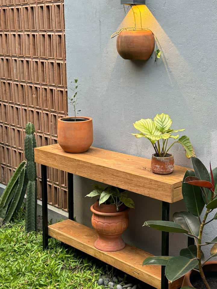 Console table disimpan di taman untuk simpan pot dan tanaman jadi lumayan estetik juga yaa

Next mau disimpan tanaman apa saja ya?
Console ini materialnya kayu jati lawasan dan memang tahan lama dan pastinya ada lapuknya yaa

#bumitimi #consoletable #bandung #tanamanpendamping #tanaman #taman #idetaman #tamantropis