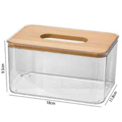 Kotak Tissue Transparant Tutup Kayu - 1106