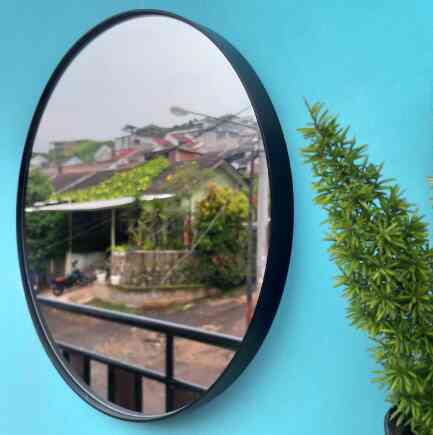 Cermin Bulat Aesthetic - Kaca Cermin Gantung Tali
