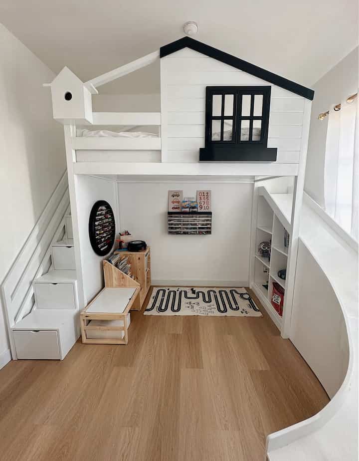 KIDS FRIENDLY FURNITURE & MATERIALS✨

Beyond just providing our son a place to sleep, Hatta Home menggunakan metode Montessori yang aman dan nyaman untuk membangun practical life skills so it can help build his confidence and independence as well. Kamar anak kami menggunakan cat tembok tipe easy-clean sehingga mudah dibersihkan ketika kotor, flooring SPC kayu bernuansa kayu natural & di desain anti-scratch untuk anak bermain.

Our son bunkbed come equipped with built-in features like wardrobe stairs with a soft-close drawers sehingga aman dan tidak akan melukai tangan anak ketika mengambil pakaian. 

There’s a play area under the bed to maximize the limited space with a customized sensory table + bookcase + toy storages all in one, so his favourite book and toy is always within reach. And we encourage good habits with a special self-care corner to brush teeth, wash hands and grooming.

Last, tentu saja kami memasang tralis putih permanen dengan kasa nyamuk demi keamanan anak kami 🖤

#MejaBelajarAnak
#WarnaCatRumah
#TempatTidurAnak
#RumahRamahAnak
#KamarAnakLakiLaki
#PlayRoomAnak
#KamarTidurAnak
#Montessori
