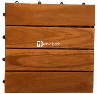 DECKING TILE KAYU JATI ASLI MOTIF SALUR 4 FINISHING