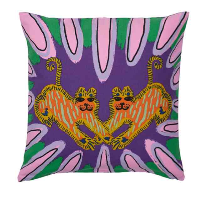 BUSKVICKER Sarung bantal kursi, ungu/hijau