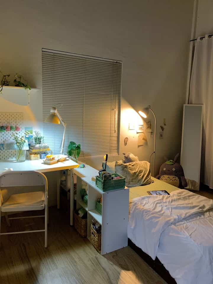 Best moment itu ketika di kamar dan malam hari
Siapa sih yang ga nyaman di kamarnya?

Kalau udah gini enakan netflix an. 
#CatKamarTidur #lampuTidur #Sprei #VennetianBlind #KamarTidur #SantaiDiRumah #RuanganFavorit
