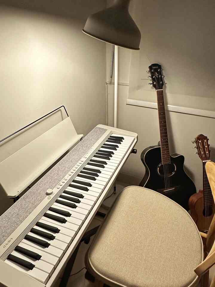 Sudut yang nyaman untuk kreativitas; tempat terciptanya melodi 🎶🎼🎹🧘‍♀️

#ruangmusik #ruanghobi #creativespace #Homestudio #Cozycorner #musiccorner