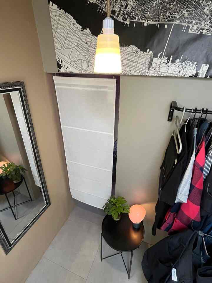 Small changes in the attic room: replacing the wall mirror with a standing mirror. In addition to its minimalist design, this mirror is large, not only functional but also to fill the void in this area. Simple touch, maximum result! ✨👌 

#HousePaintColor 
#ExteriorPaint
#DreamDoor
#RoomTransformation 
#MinimalistDesign #InteriorDetails