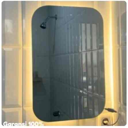 Cermin Kamar Mandi Dinding LED Wastafel - TouchKuning, 50x90