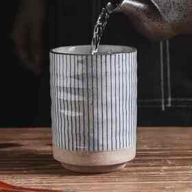 handmade japanese style ceramic coarse pottery tea cup 220ml
