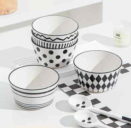 Mangkuk Nasi keramik Black Franc