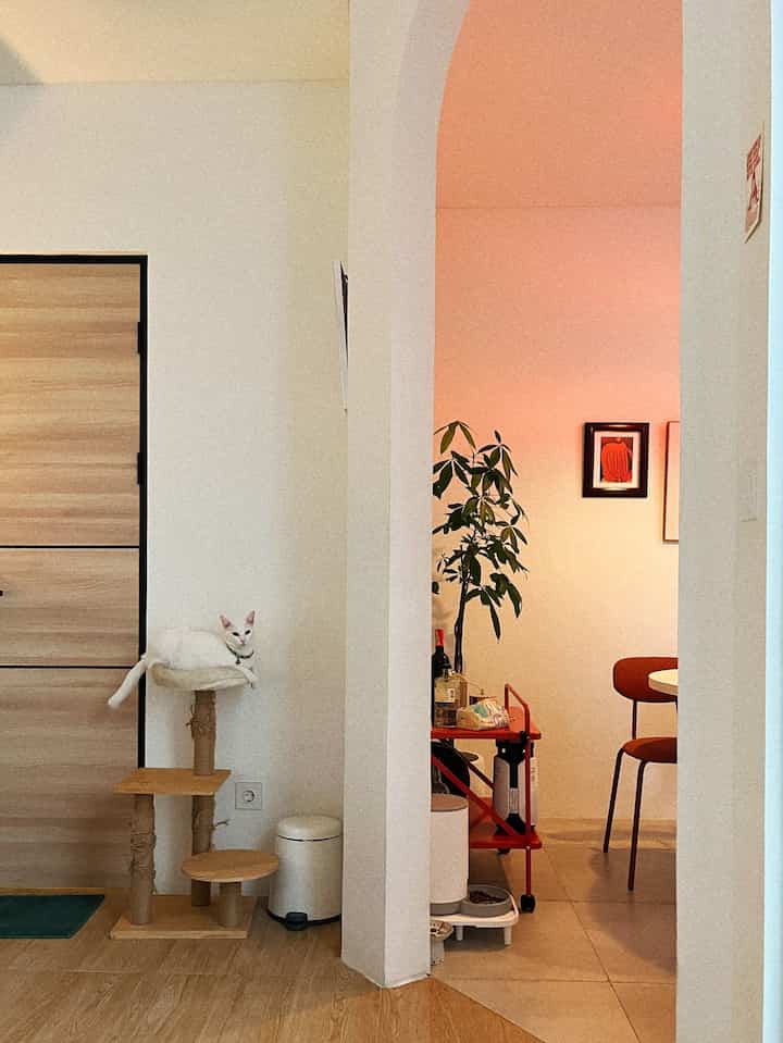 Salah satu bagian terunik menurut kami di rumah ini ya "portal" ini, yang ngehubungin ruang tamu dan kitchen/dining area.
Tadinya pintu ke kamar tamu, tapi akhirnya kami decide untuk dibobok aja dan dijadikan dining & kitchen area supaya lebih lega.
Safe to say we're not regretting that decision 😉
#Connectingrooms #Kitcheninspiration #Diningroom #ModernMidCentury #Tinyhome #SmallSpace #Tinyhomedecor