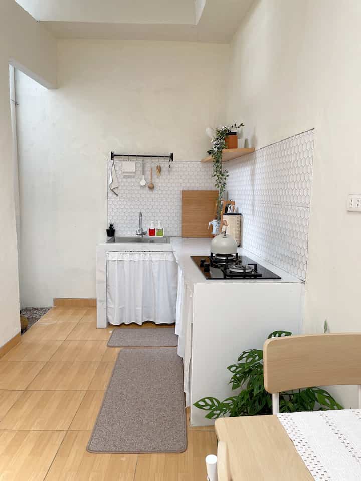 After - Before the kitchen at home @mee.hanny 🤍

Previously, when we first occupied this house, our kitchen was located inside, precisely in the current family room. After considering various other things, we decided to rebuild the kitchen in the back (it used to be a place to dry clothes & the back yard).

After moving the kitchen to the back, we felt quite satisfied and felt that this choice was right because the impact made the inside of our house feel more spacious and free for a gathering area with family and relaxing together.

#MyDreamKitchen #KitchenRenovation #KitchenStyling #DapurMinimalis #DapurCompact #CatTembokDapur #GordenKolongDapur #KitchenMat #KeramikDindingDapur

