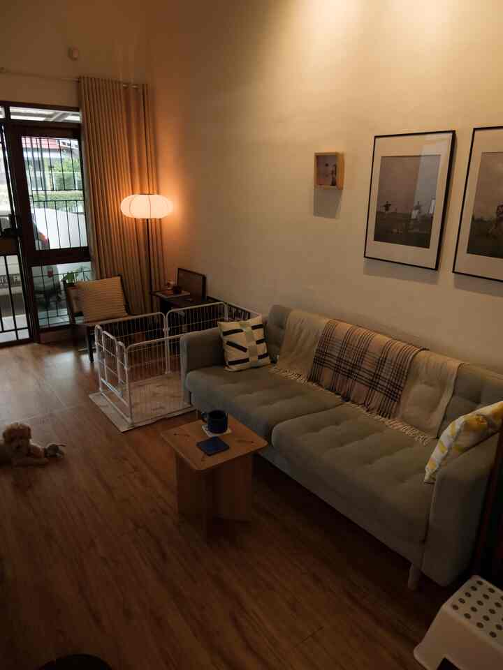 Di sinilah kami banyak menghabiskan waktu. Untuk nonton tv, main game, main sama anabul, baca buku, kadang makan nyemil juga. Bisa pilih spot, mau disudut ruangan dengan kursi malas, atau ditengah ruangan dengan sofa. Semua area terhubung karena konsep rumah kami open space. Beberapa furnitur bisa dipindah untuk dekorasi sesuatu mood dan kebutuhan. Warna dinding sih putih aja ya supaya menjaga suasana tetap clean.

#sofa3seater #lampulantai #sidetablemidcentury #bantalkursi #livingroomdecor #livingroominspiration #rumah1lantai #RuanganTerbatas #RumahCompact #RumahMungil