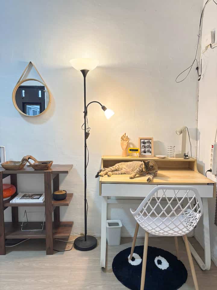 The comfortable and serene afternoon atmosphere in the work area makes working a fun thing

#HomePaintColors #LantaiVinyl #WorkSpaceInspo #InspirasiAreaKerjaDiRumah #TinySpace #SmallSpace