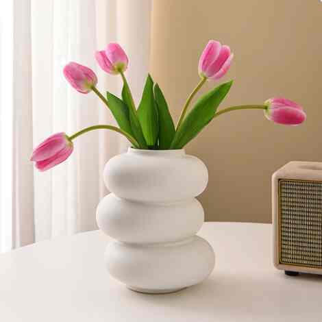Vas Bunga Keramik White Layers
