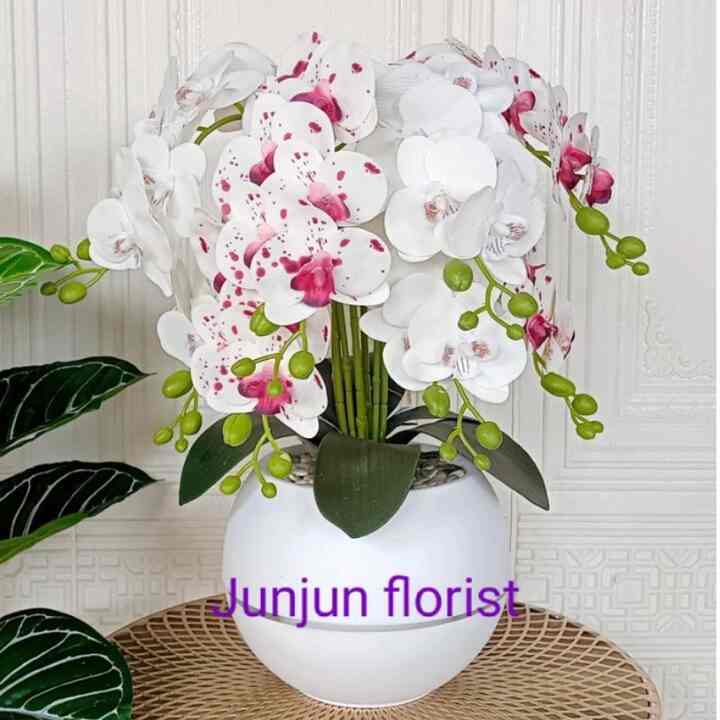 bunga anggrek latek artificial - 8 cabang