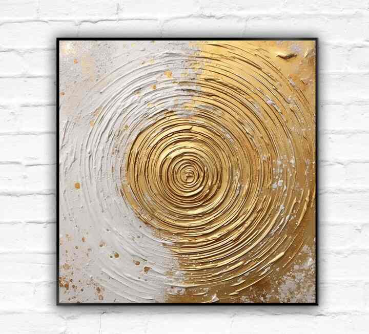 Large Original Grey Beige Gold Foil Abstract Painting