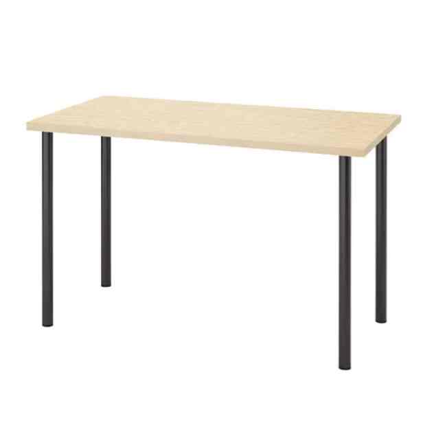 MITTCIRKEL/ADILS Meja, efek kayu pinus yang hidup abu-abu tua