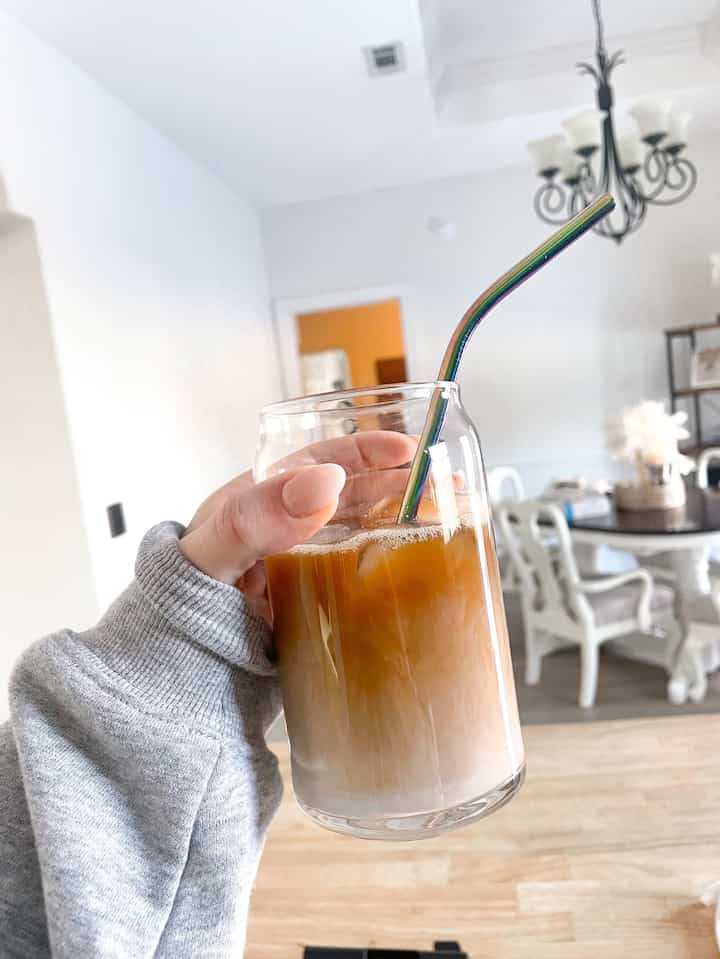 The only thing better than the coffee is drinking it out of this cute glass +straw combo! #kitchen #icedcoffee #drinkware