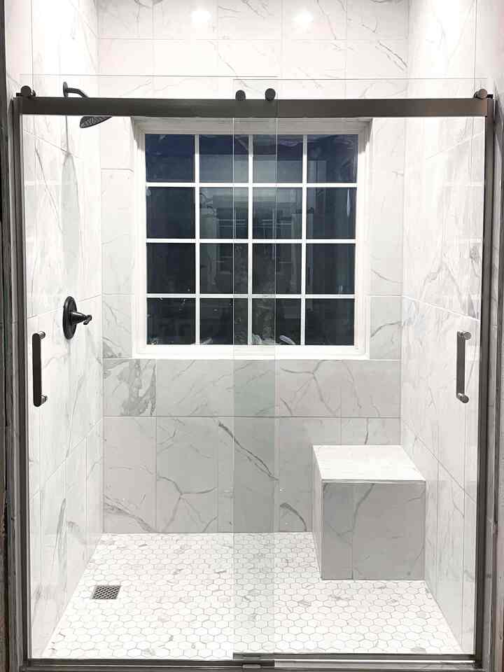 This walk in shower is straight out of my dreams!! #bathroom #bathroom remodeling