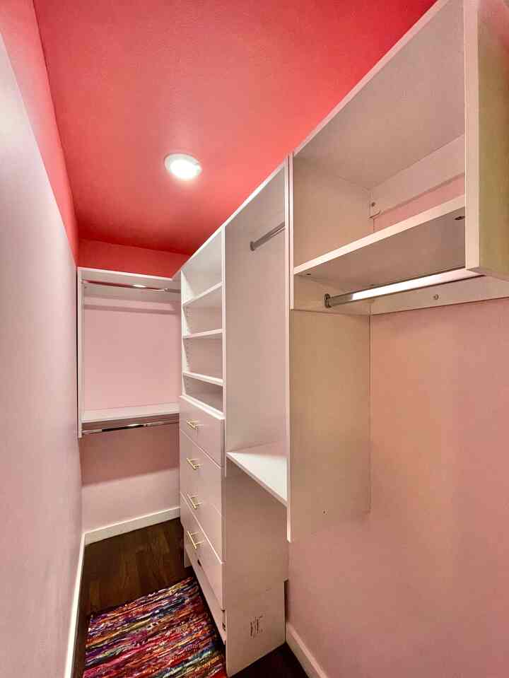 I more than DOUBLED the storage in my closet by installing Modular Closets. I maximized every inch of space in here! #closet #storage #smallhouse