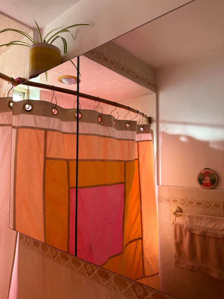 Even though I wanna change the tiles, I love my sunlit bathroom 🥹☀️ 
#bathroominspo #girlbathroom #girly #sunlight