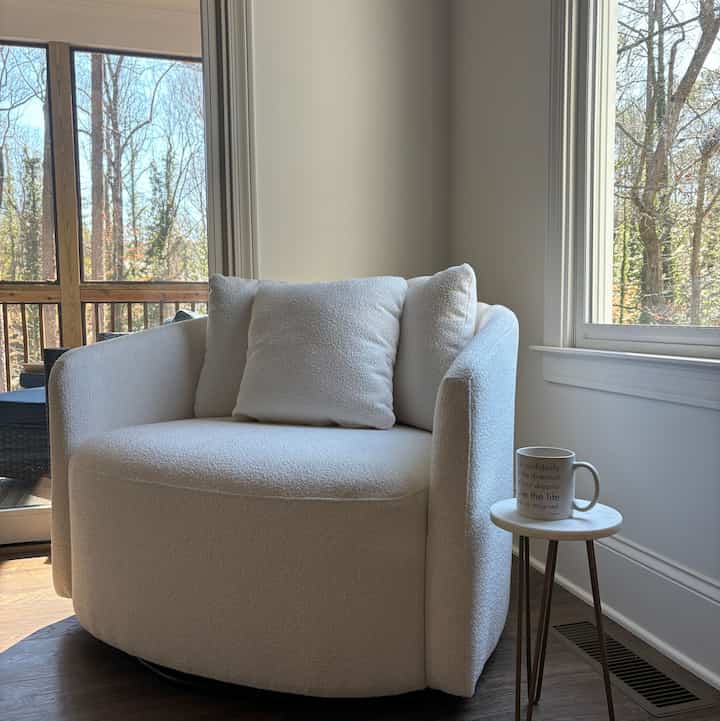 Create a cozy reading nook with the Beautiful Drew Accent Chair! #comfyhome 