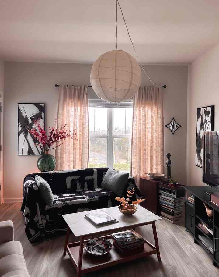 #livingroominterior #livingroomdecoration #apartmentinterior #apartmentlivingroom #hanginglamp