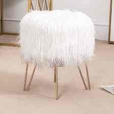 Vanity Stool Chair Round Faux Fur Ottoman (3 colors)