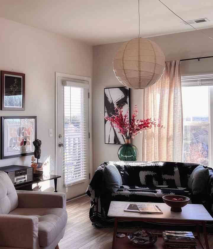 I took this photo of my living room today and I proclaim it as one of my favorite pics.￼ #homedecor #apartmentinterior #homeinterior 