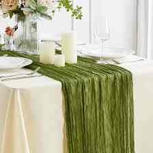 Olive Green Cheesecloth Table Runner