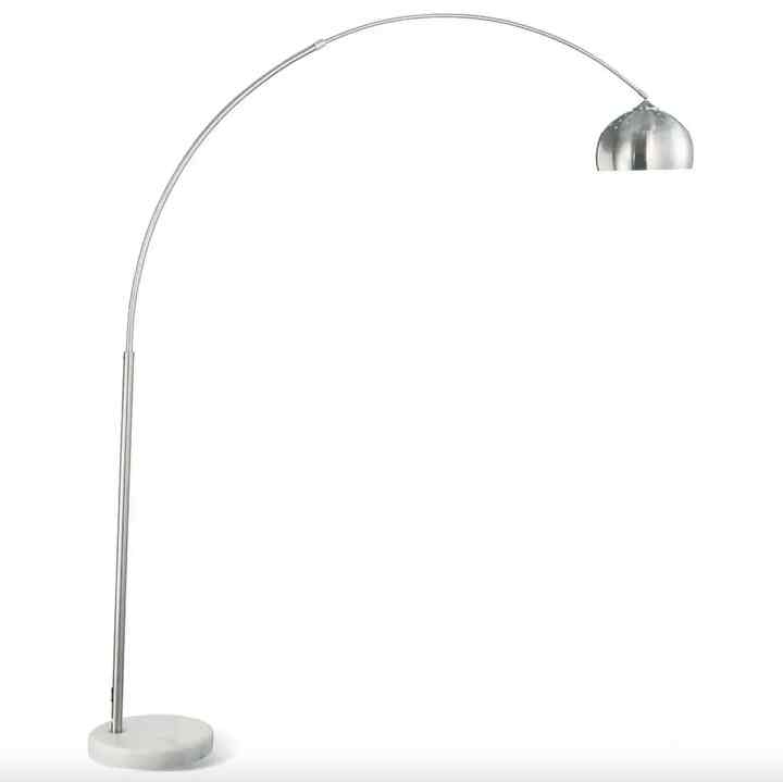 Krester Brushed Steel and Chrome Arched Floor Lamp